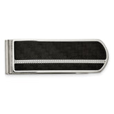 Chisel Stainless Steel Brushed and Polished Black Carbon Fiber Inlay Money Clip